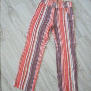 P J Salvage Striped Rayon Crinkle Fabric Pants - Size M